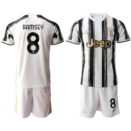 Billiga Fotbollströjor Juventus Aaron Ramsey 8 Barn Hemma tröja 2020/21 Kortärmad